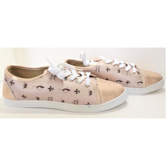 Baby Phat Women's 10M Alex Logo Repeat Print Rose Gold Sneakers New, No Box/Tags - Picture 3 of 8